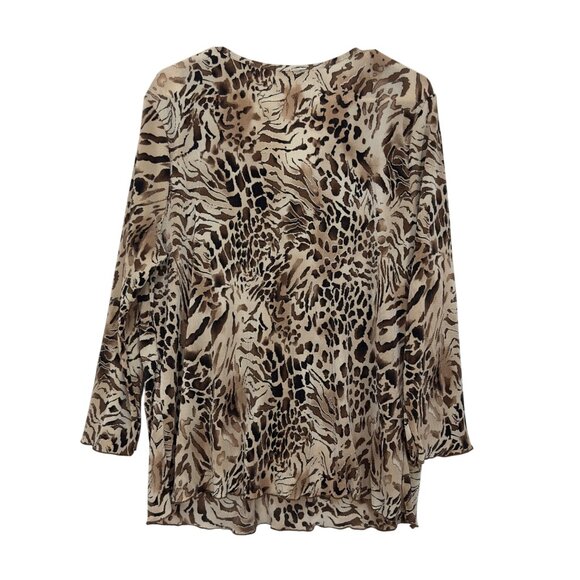 Dressbarn Womens Animal Print V-Neck Top Blouse 14-16 Ring Accent Pleated Fabric - Picture 8 of 9